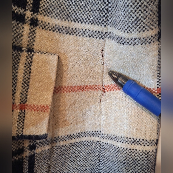 Max Studio Plaid Zip Up Long Jacket Stretch Soft Viscose Blend Cream Black XL - Picture 14 of 16